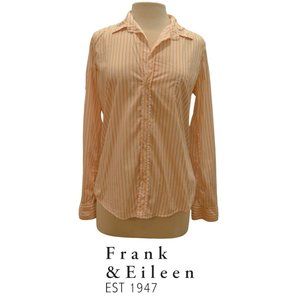 Frank & Eileen Linen Berry‎ White Shirt with Peach Stripes Size Medium